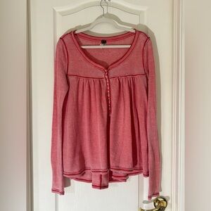 We The Free Free People Thermal Babydoll Top XS Waffle Knit Exposed Seams Henle